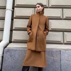 Wilfred Cocoon Coat in “Cigar” color, Small
